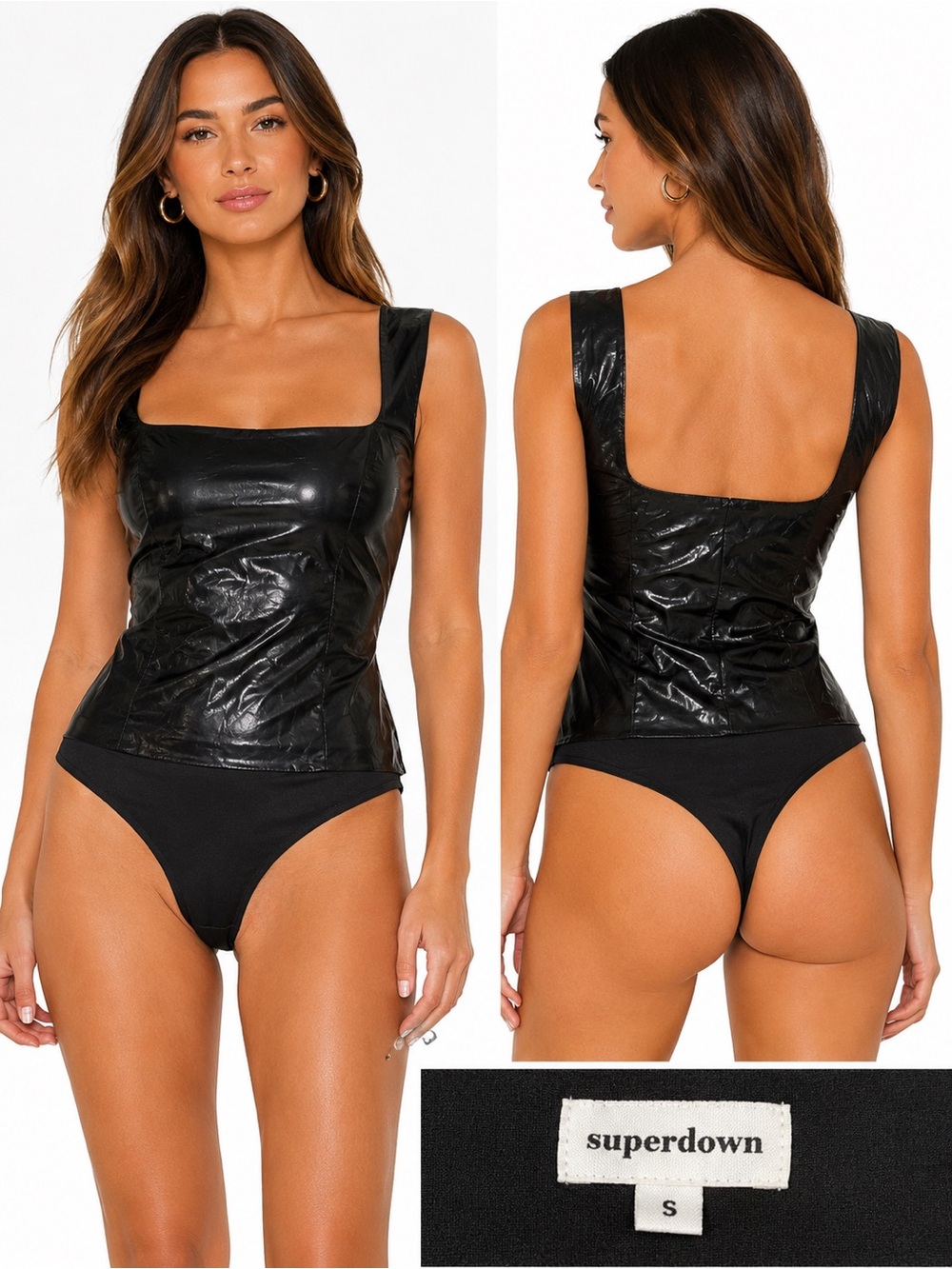 superdown Glossy Black Vinyl Tank Top